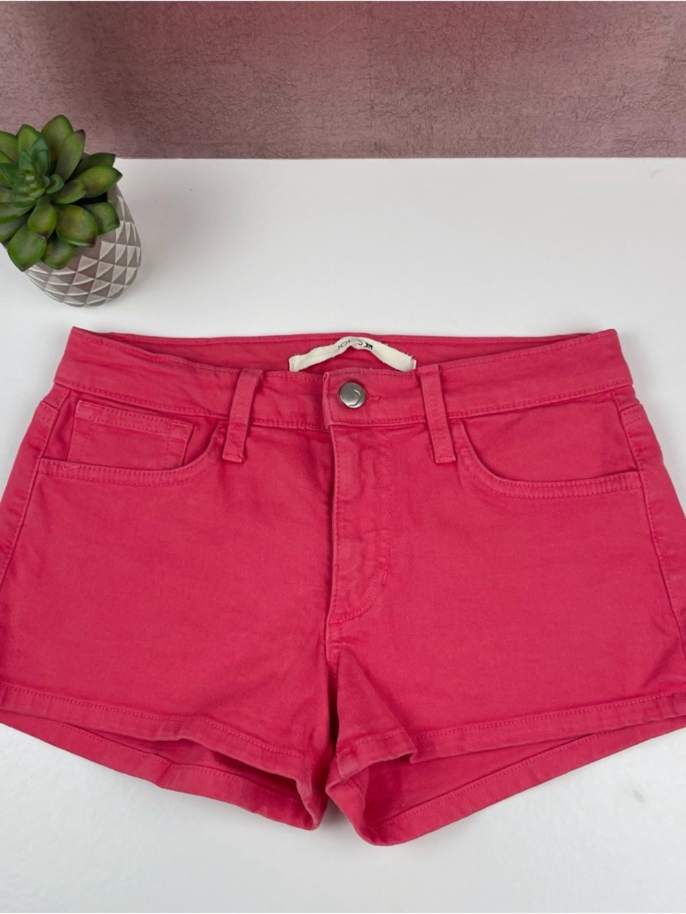 Joe's Jeans Solid Pink Red Denim Jean Shorts Women Size 26 Made In USA